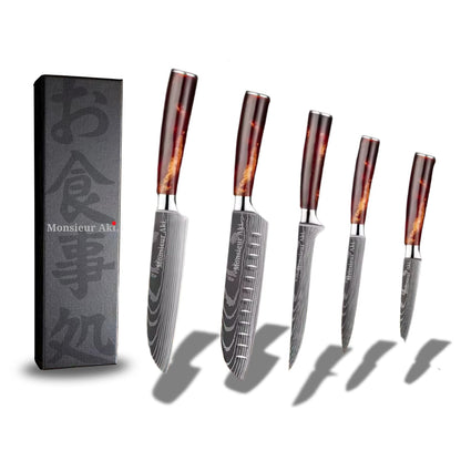 Set de 5 couteaux japonais Monsieur Aki – Chef Sapporo – Acier