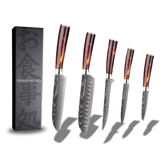 Set de 5 couteaux japonais Monsieur Aki – Chef Sapporo – Acier