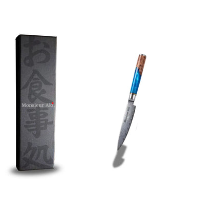 Set de 7 couteaux japonais Monsieur Aki – Kyoto - Acier Damas