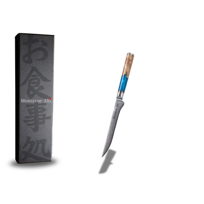 Set de 7 couteaux japonais Monsieur Aki – Kyoto - Acier Damas