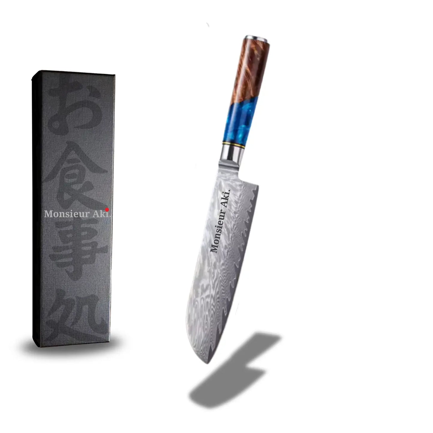 Set de 7 couteaux japonais Monsieur Aki – Kyoto - Acier Damas