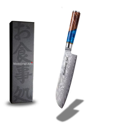 Set de 7 couteaux japonais Monsieur Aki – Kyoto - Acier Damas