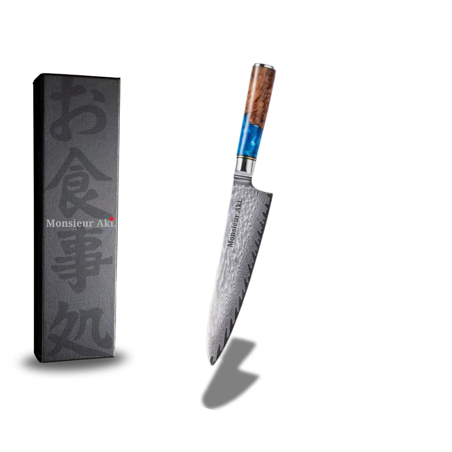 Set de 3 couteaux japonais Monsieur Aki – Kyoto – Acier Damas