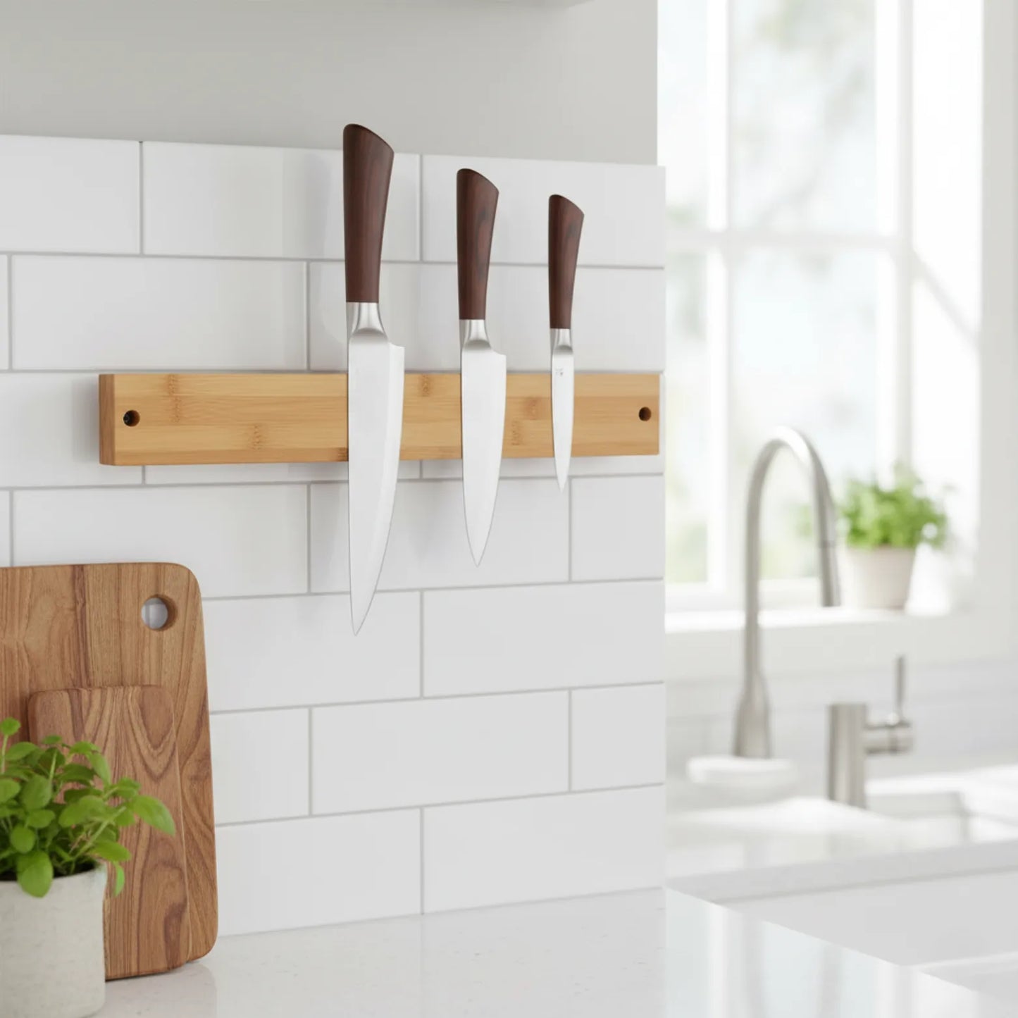 Support mural magnétique pour couteaux